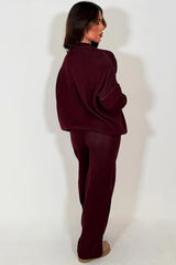 womens knitted sweatshirt jumper and knitted trouser lounge set couture club uk sale