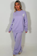 womens knitted sweatshirt jumper and knitted trouser lounge set couture club uk sale