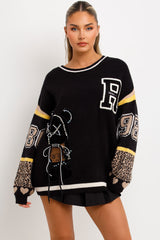 diamante teddy bear detail knitted jumper womens 