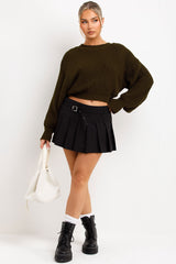 long sleeve khaki knitted overszied jumper cropped