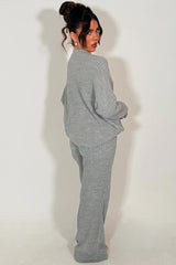 womens knitted loungewear set couture club contrast emblem co ord 