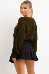 knitted jumper oversized cropped khaki