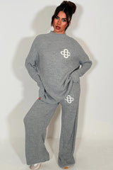 knitted loungewear co ord set grey womens couture club 