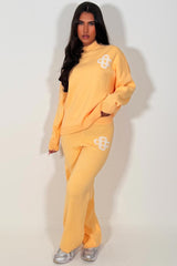 orange knitted lounge set couture club womens uk