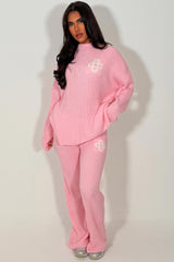 knitted loungewear co ord set pink womens couture club 