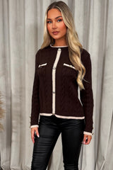 gold button long sleeve knitted jumper with contrast detail womens christmas outfit