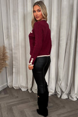 womens jumper with gold buttons christmas outfit styledup