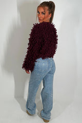 womens knitted cardigan jumper shaggy loop tassels jumper christmas market outfit for womens