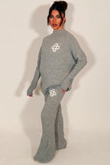 grey oversized rib knitted lounge set couture club womens uk