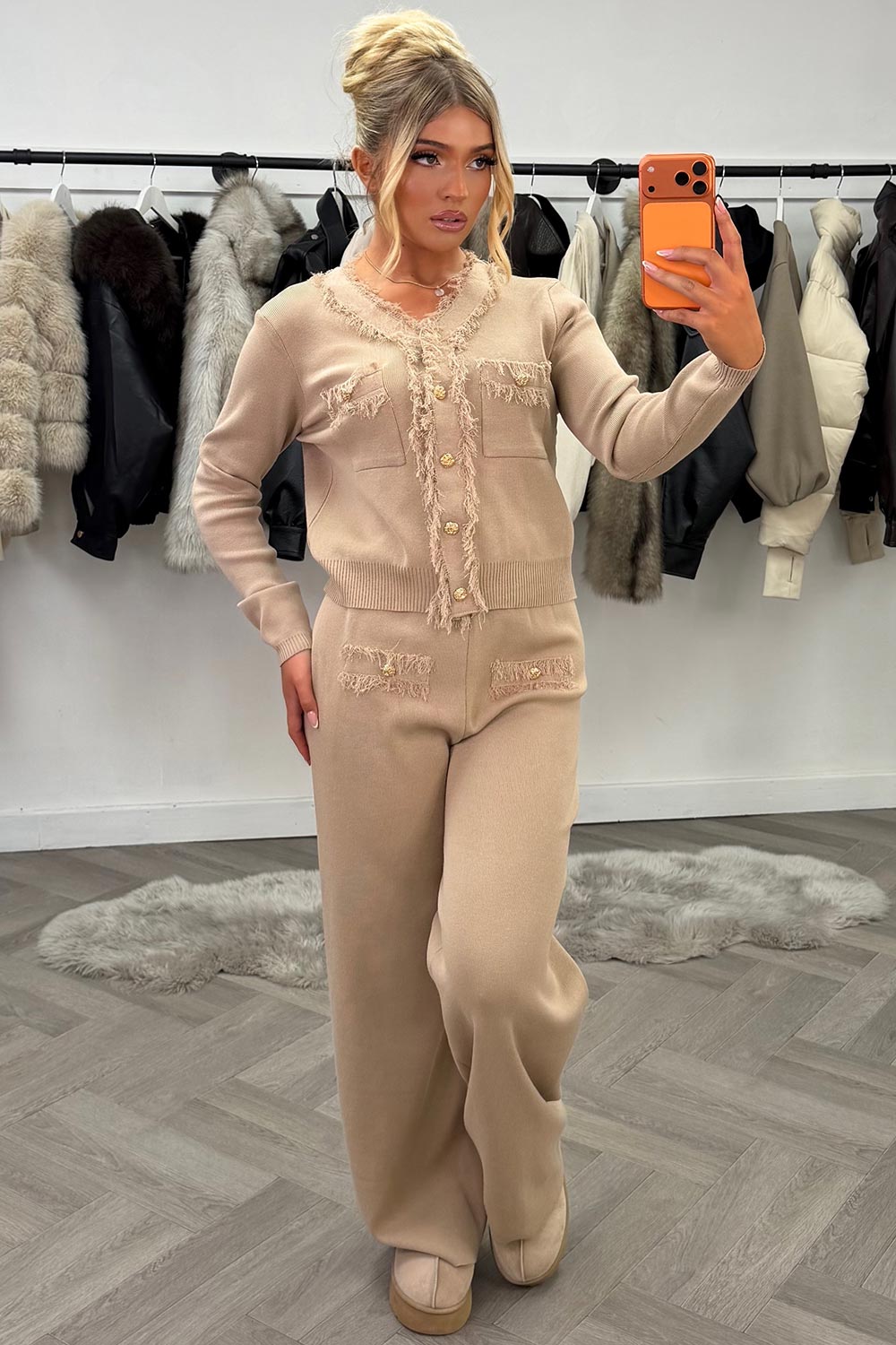womens knitted jumper top and trousers two piece set occasion outfit styledup uk