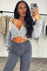 knitted jumper with twist front long sleeves styledup