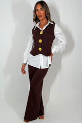 gold button knitted jumper shirt and trouser three piece outfit christmas outfit