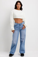 knitted jumper with contrast edges long sleeves