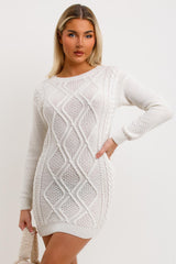 long sleeve cable knit jumper dress knitted outfit