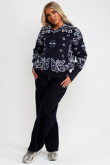 double zip knitted jumper cardigan paisley knitwear for winter uk