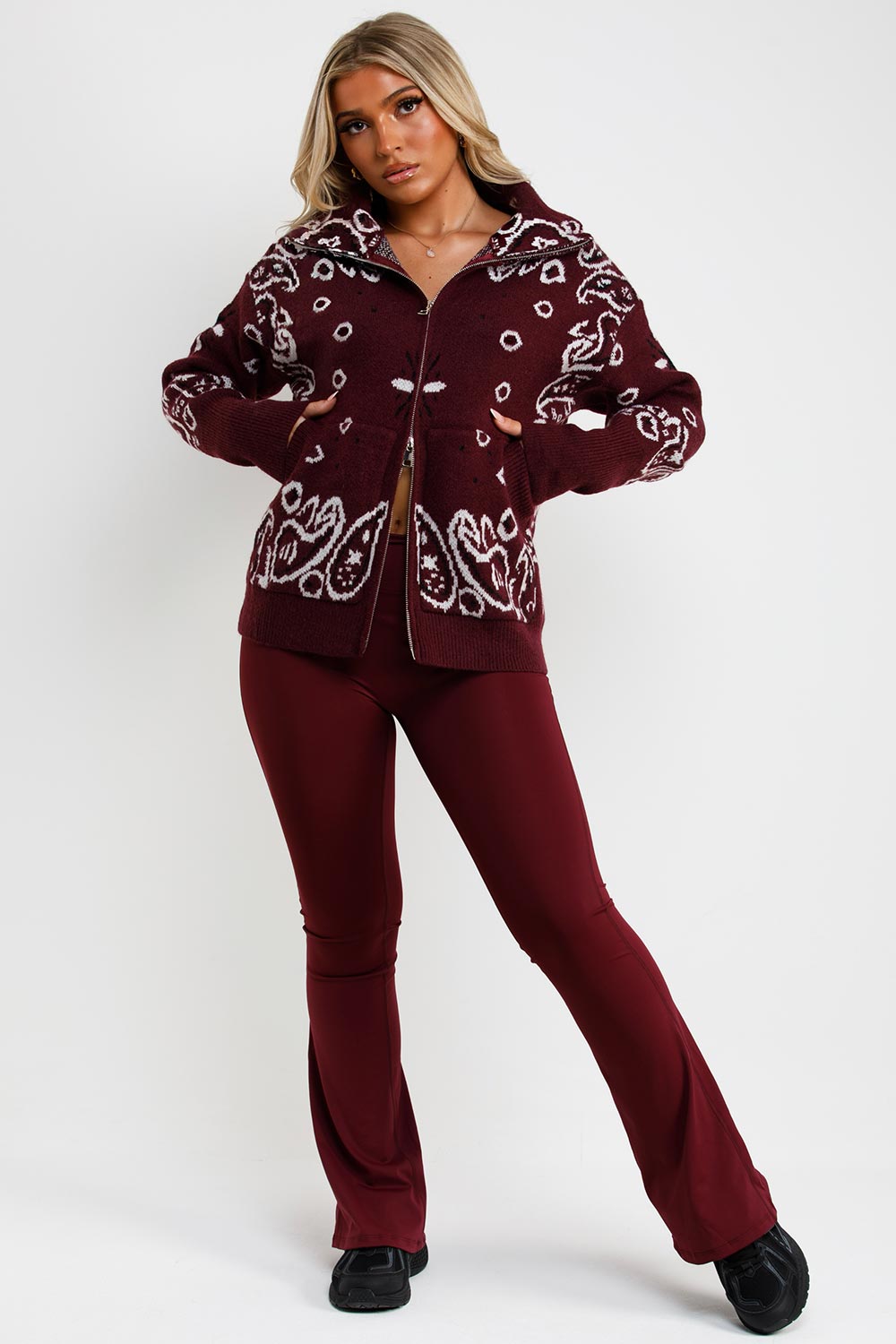 womens double zip knitted jumper cardigan sisters and seekers uk