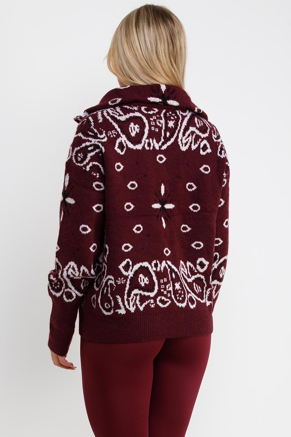 womens knitted long sleeve double zip jumper sisters and seekers styledup uk