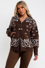 womens double zip knitted jumper cardigan sisters and seekers uk