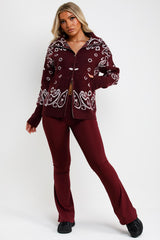 womens double zip knitted paisley cardigan jumper sisters and seekers uk