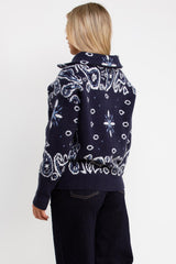 long sleeve knitted jumper cardigan paisley pattern for womens winter outfit