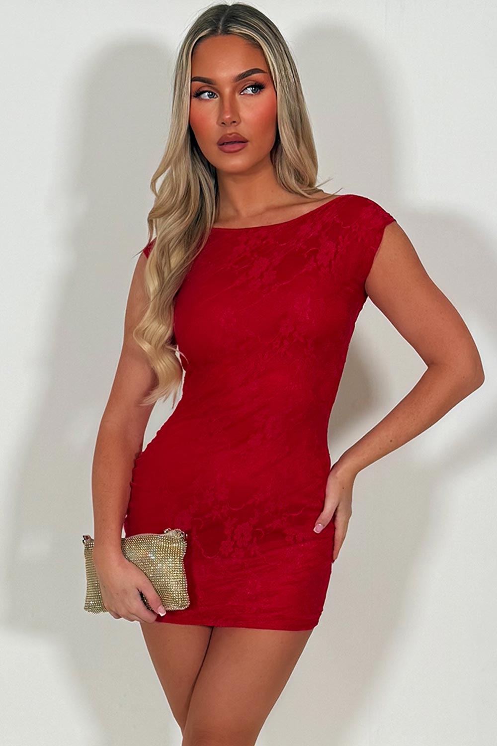 red lace mini dress styledup