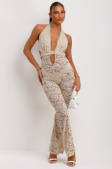 lace jumpsuit with skinny flare legs summer occasion holiday outfit