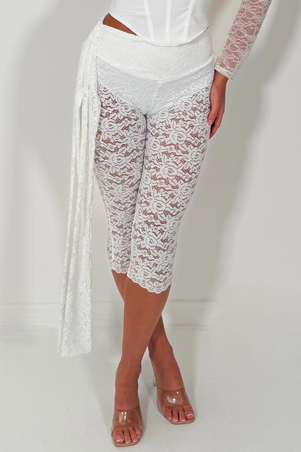 white 3/4 lace trouser festival summer holidays going out occasion night out outfit y2k styledup fashion uk
