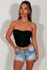 black lace corset top going out date night outfit styledup uk white fox
