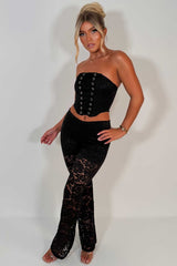 black lace trousers and corset top co ord night out festival rave christmas party outfit uk