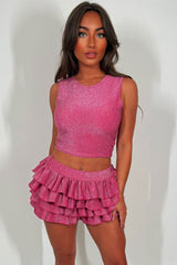 christmas party outfit lurex bloomer shorts and top co ord set festival rave clothes womens styledup