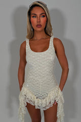 lace frilly ruffle playsuit festival outfit styledup uk