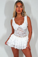 ruffle frilly lace playsuit dress festival holiday rave outfit 