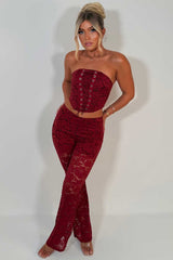 womens lace trousers and corset top co ord set styledup uk