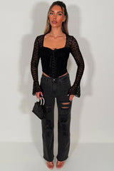 lace long sleeve corset top night out date night occasion festival outfit styledup 