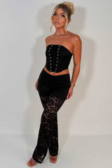black lace trousers and corset top two piece outfit styledup uk
