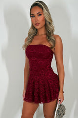 lace ruffle frilly bandeau dress christmas party outfit styledup