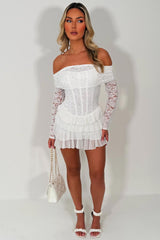 white long sleeve lace playsuit going out summer holiday outfit holiday dresses styledup