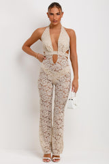 lace jumpsuit with flare leg summer holiday outfit