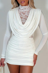 womens white long sleeve mini dress with lace back long sleeves styledup