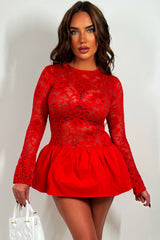 puffball dress in lace with long sleeves christmas outfit