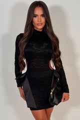 black lace cut out bow detail playsuit festival rave night out outfit