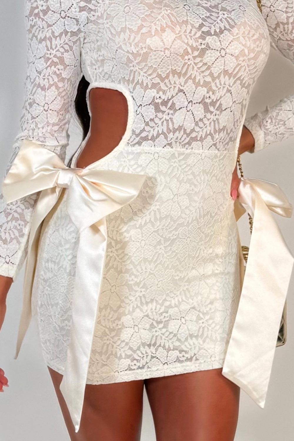 white lace cut out bow detail playsuit festival rave night out outfit