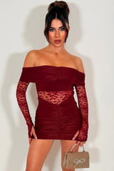 lace dress with off the shoulder neckline long sleeves styledup 