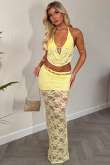 lace halter neck backless top and maxi skirt two piece co ord set night out going out outfit styledup uk