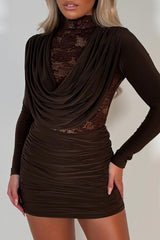 long sleeve mini dress brown styledup uk