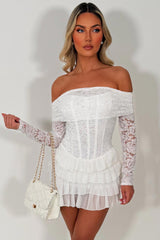 white lace long sleeve playsuit going out summer holiday outfit styledup uk