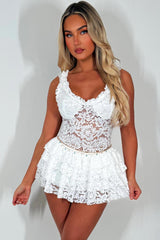 frilly ruffle lace playsuit romper festival rave outfit 