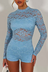 long sleeve sheer lace playsuit summer occasion outfit