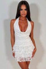 white ruffle frilly rave festival dress styledup uk