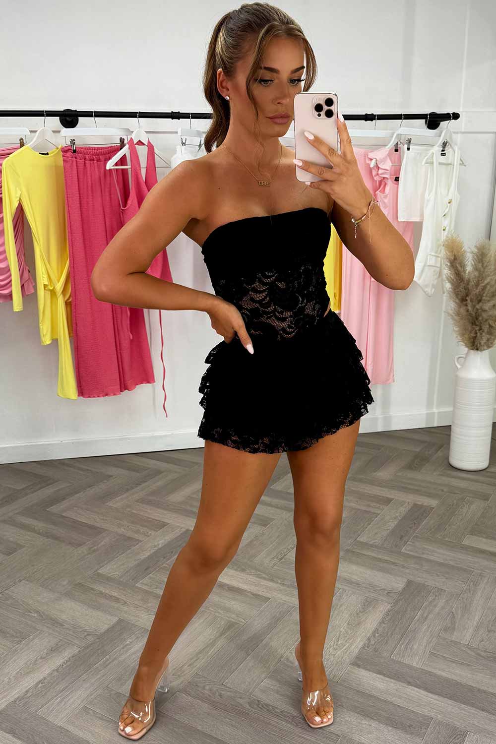 lace ruffle frilly layered mini skort festival rave outfit holiday clothes styledup